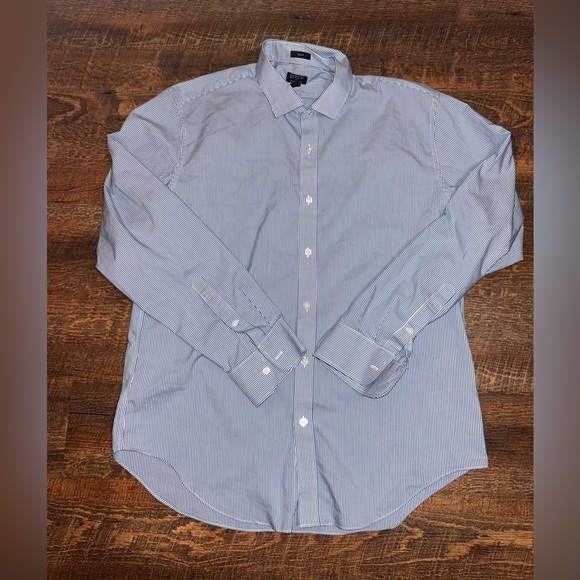 J.Crew Performance Slim Fit Button Front Shirt Striped Blue/White Size XL - Picture 1 of 4